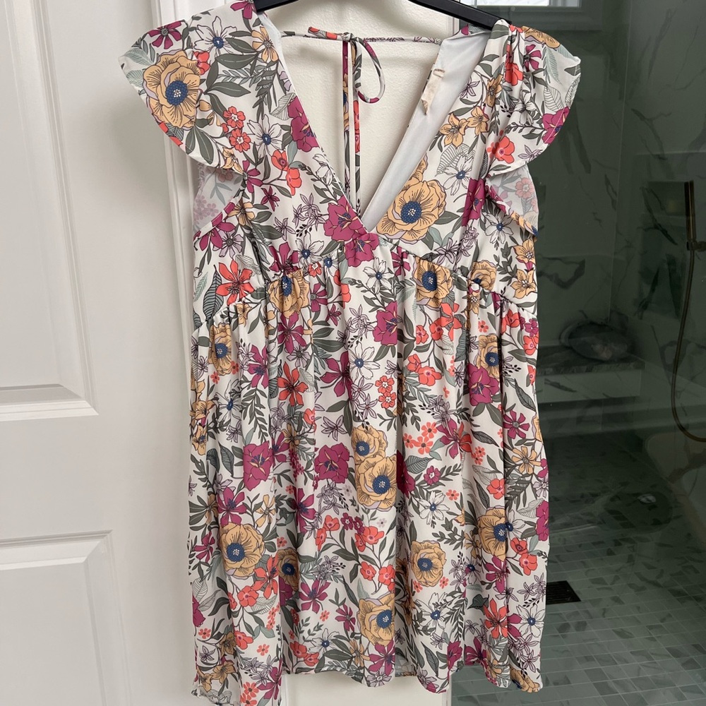 Altar'd State Floral Dress with Yellow and Green Accents